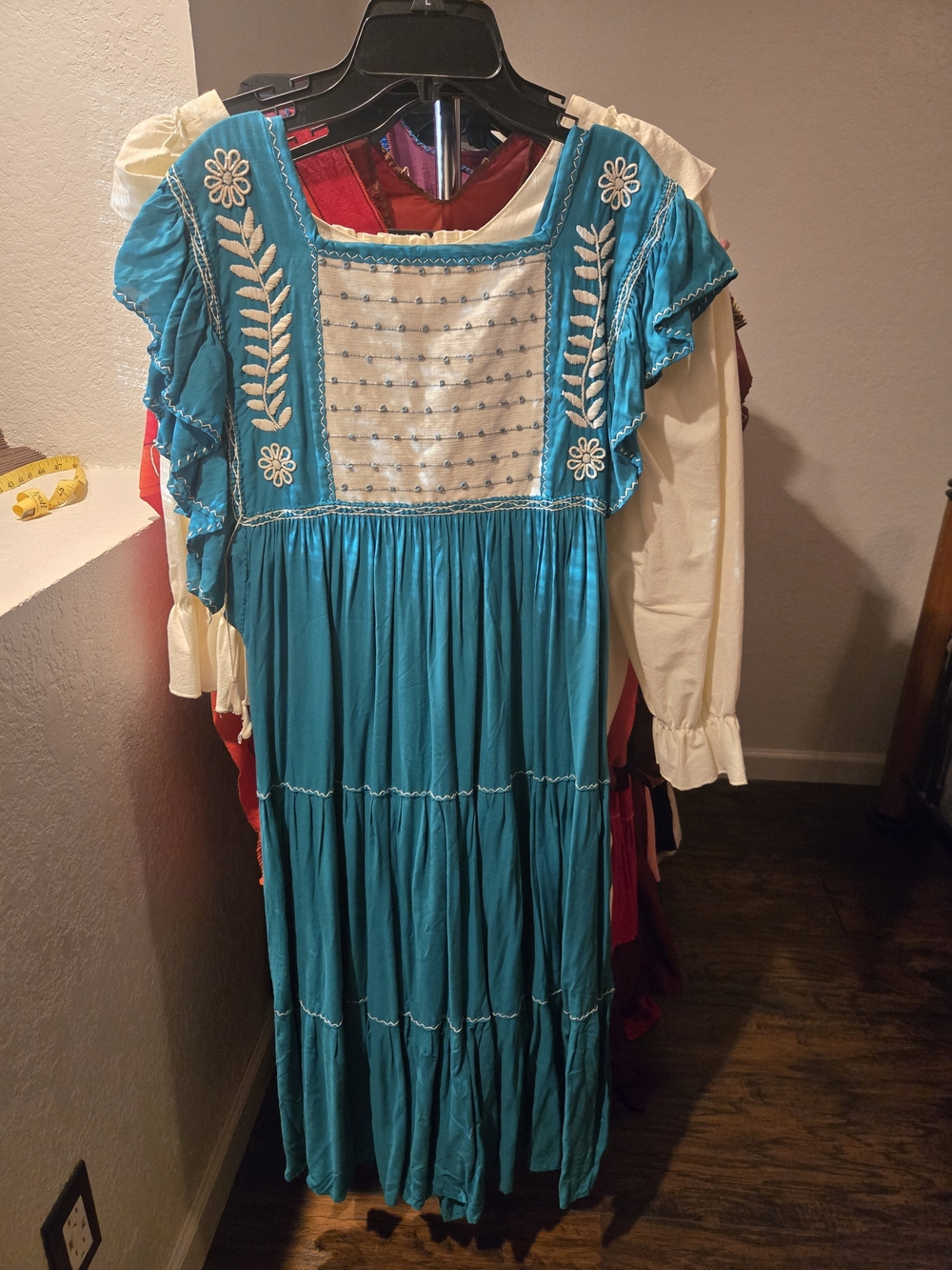 Teal Embroidered Dress